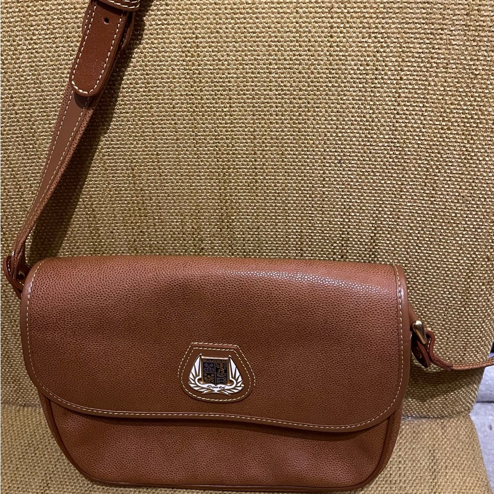 Lancel Vintage Brown Leather Crossbody Bag